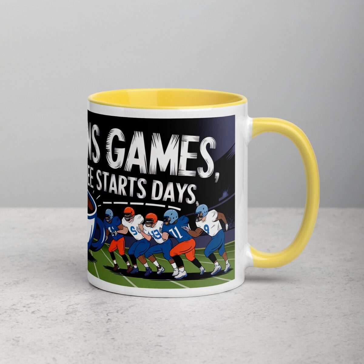 Defense Wins Games, Coffee Starts Days Football Mug - Image 21