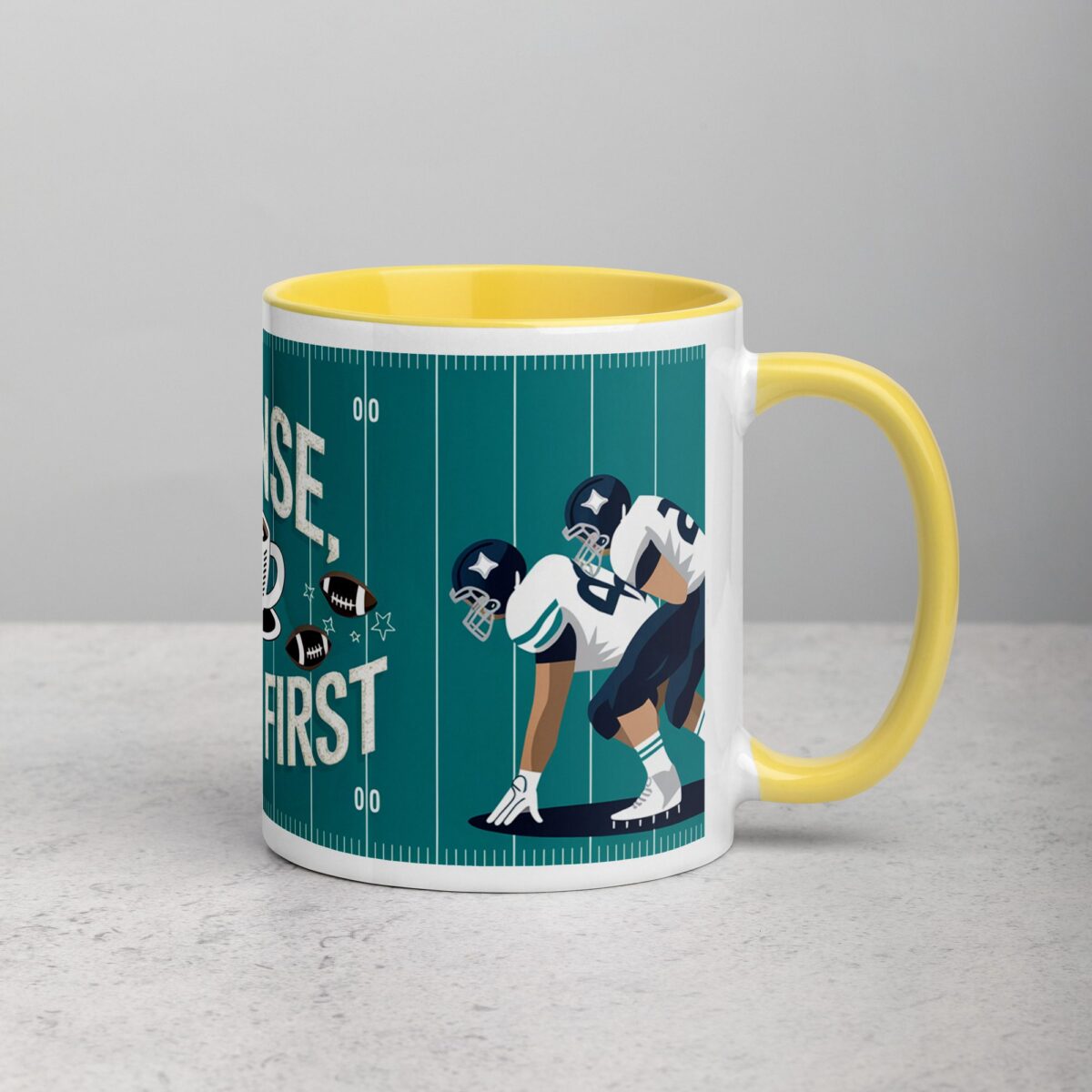 Offense, Defense, Coffee First Football Mug - Image 21