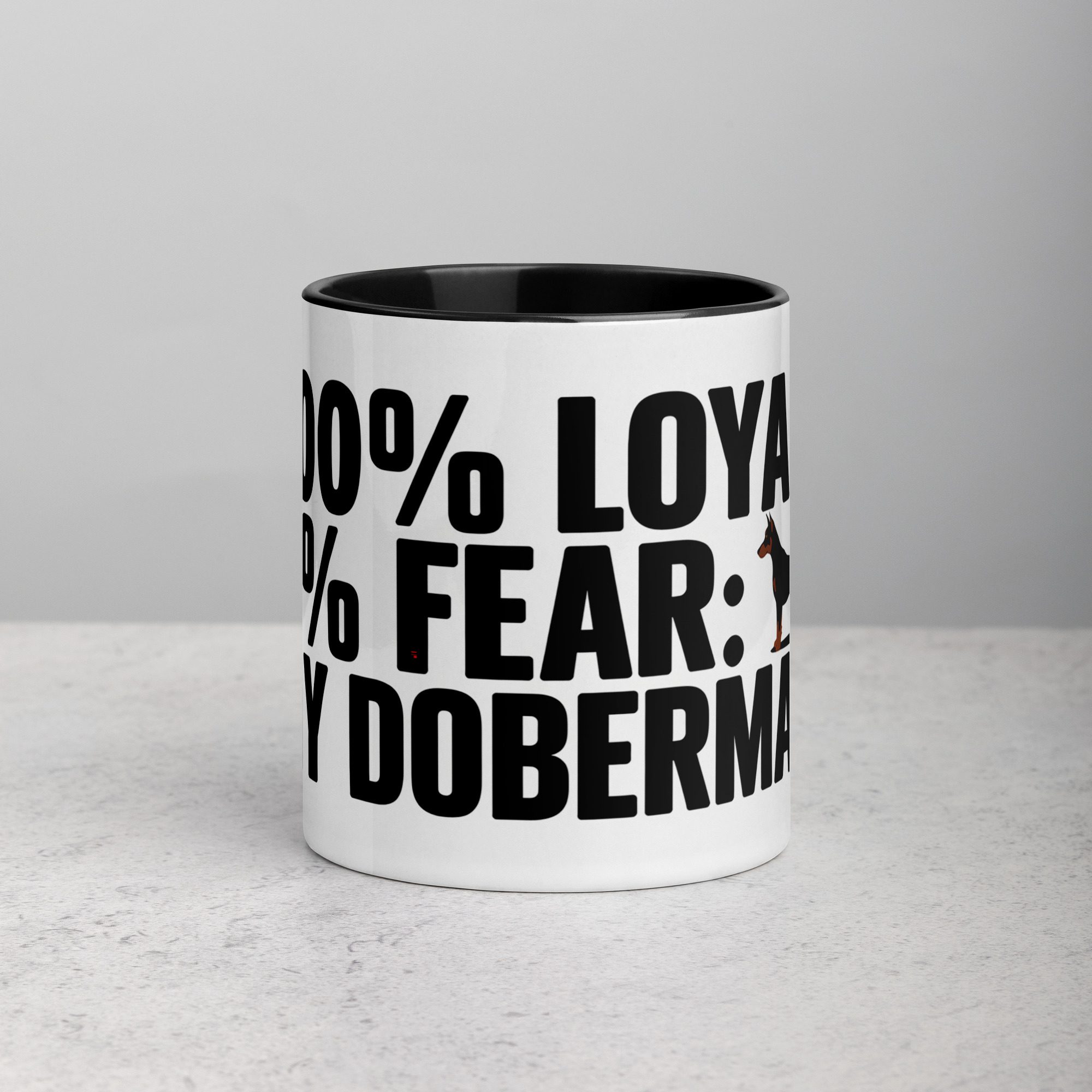 white-ceramic-mug-with-color-inside-black-11-oz-front-674bc0addbad9.jpg 100% Loyal, 0% Fear: My Doberman Coffee Mug - Image 1