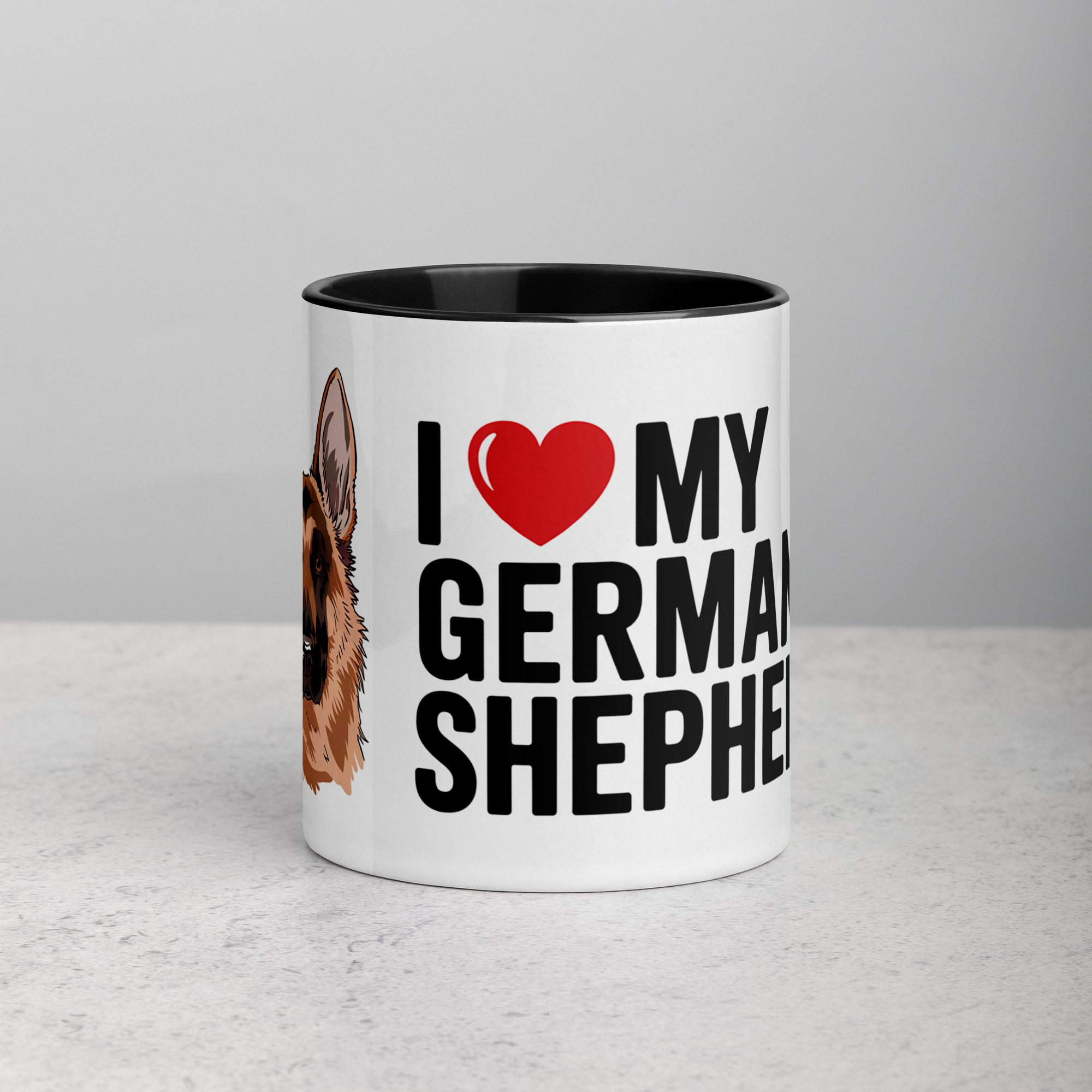 white-ceramic-mug-with-color-inside-black-11-oz-front-674bc13378849.jpg I ❤️ My German Shepherd Coffee Mug & Tea Cup - Image 1