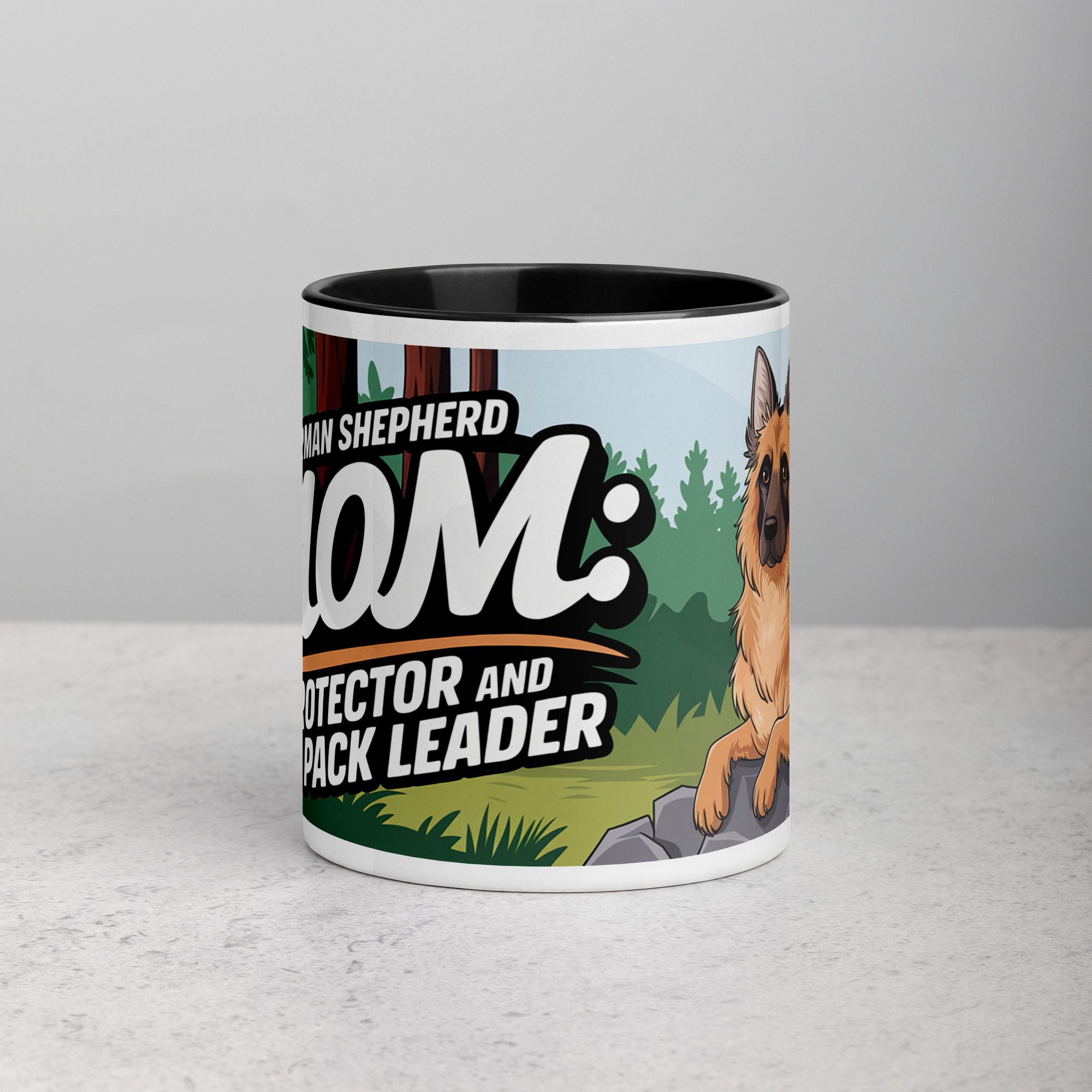 white-ceramic-mug-with-color-inside-black-11-oz-front-674bc5190a345.jpg German Shepherd Mom: Protector and Pack Leader Mug - Image 1