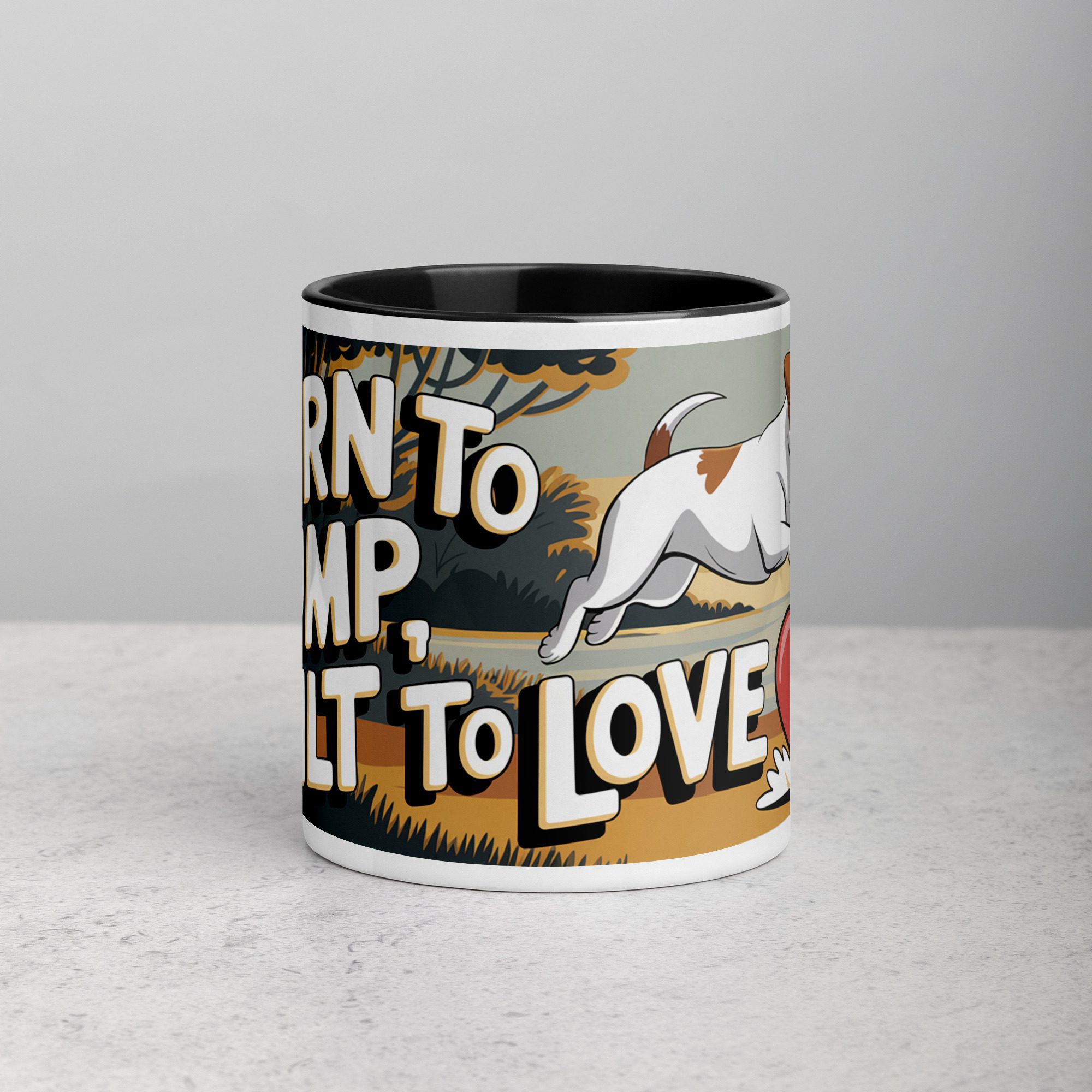 white-ceramic-mug-with-color-inside-black-11-oz-front-674f086cd4823.jpg Born to Jump, Built to Love Jack Russell Mug - Image 1