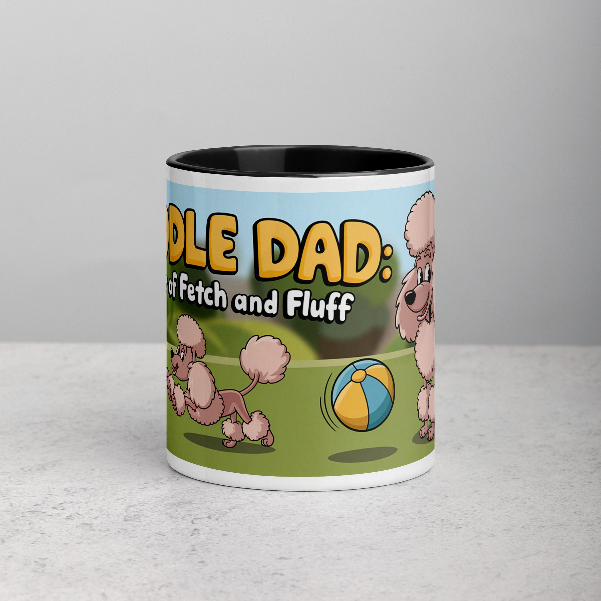 white-ceramic-mug-with-color-inside-black-11-oz-front-674f22a455403.jpg Poodle Dad: Master of Fetch and Fluff Coffee Mug - Image 1