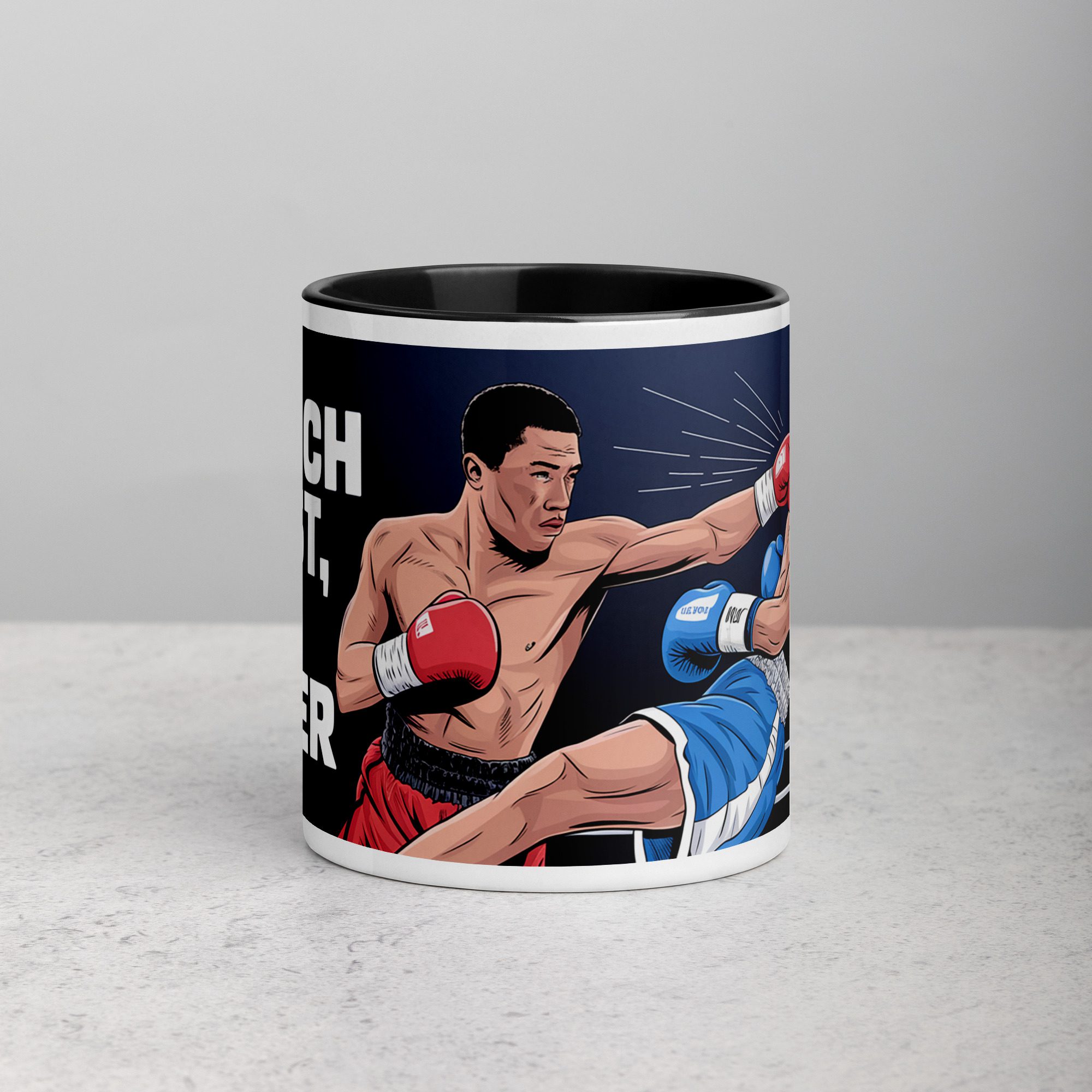 white-ceramic-mug-with-color-inside-black-11-oz-front-675bc43ec98e6.jpg Punch First, Nap Later Boxing Mug - Image 1
