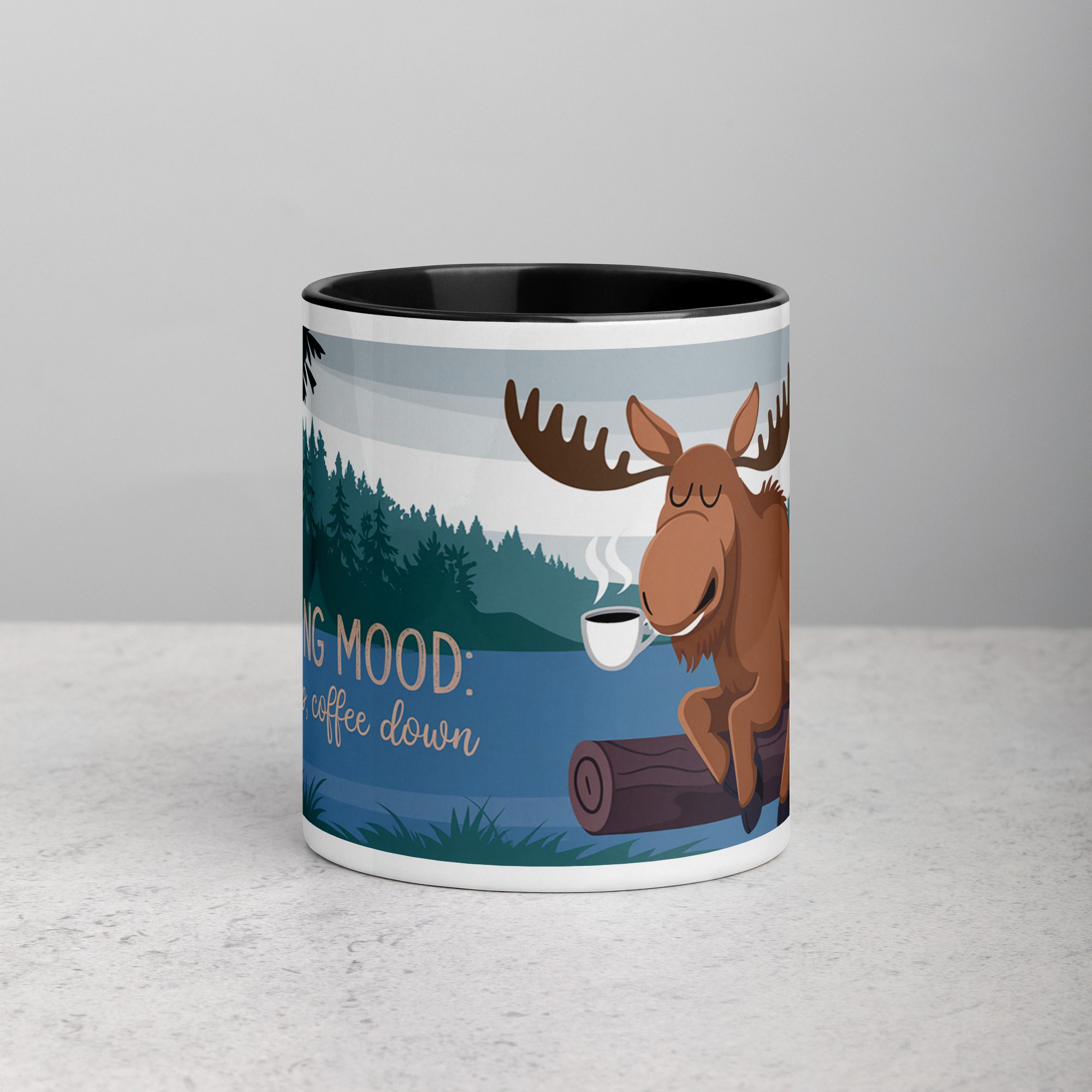 white-ceramic-mug-with-color-inside-black-11-oz-front-676301ddc3eb2.jpg Morning Mood: Antlers Up, Coffee Down Mug - Image 1