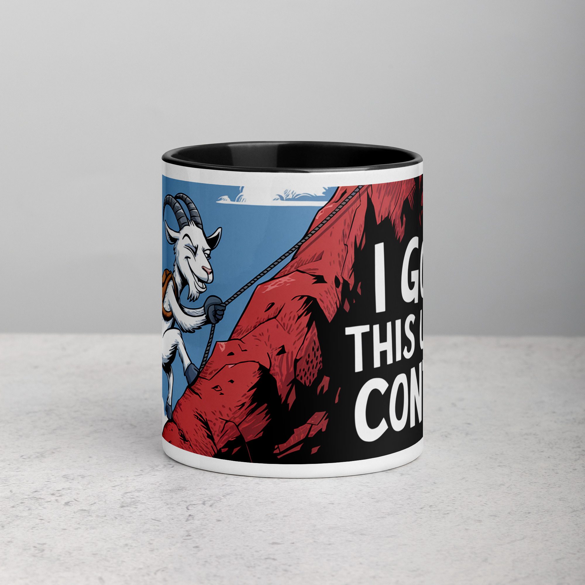 white-ceramic-mug-with-color-inside-black-11-oz-front-676afdd14a6ef.jpg I Goat This Under Control Coffee Mug - Image 1