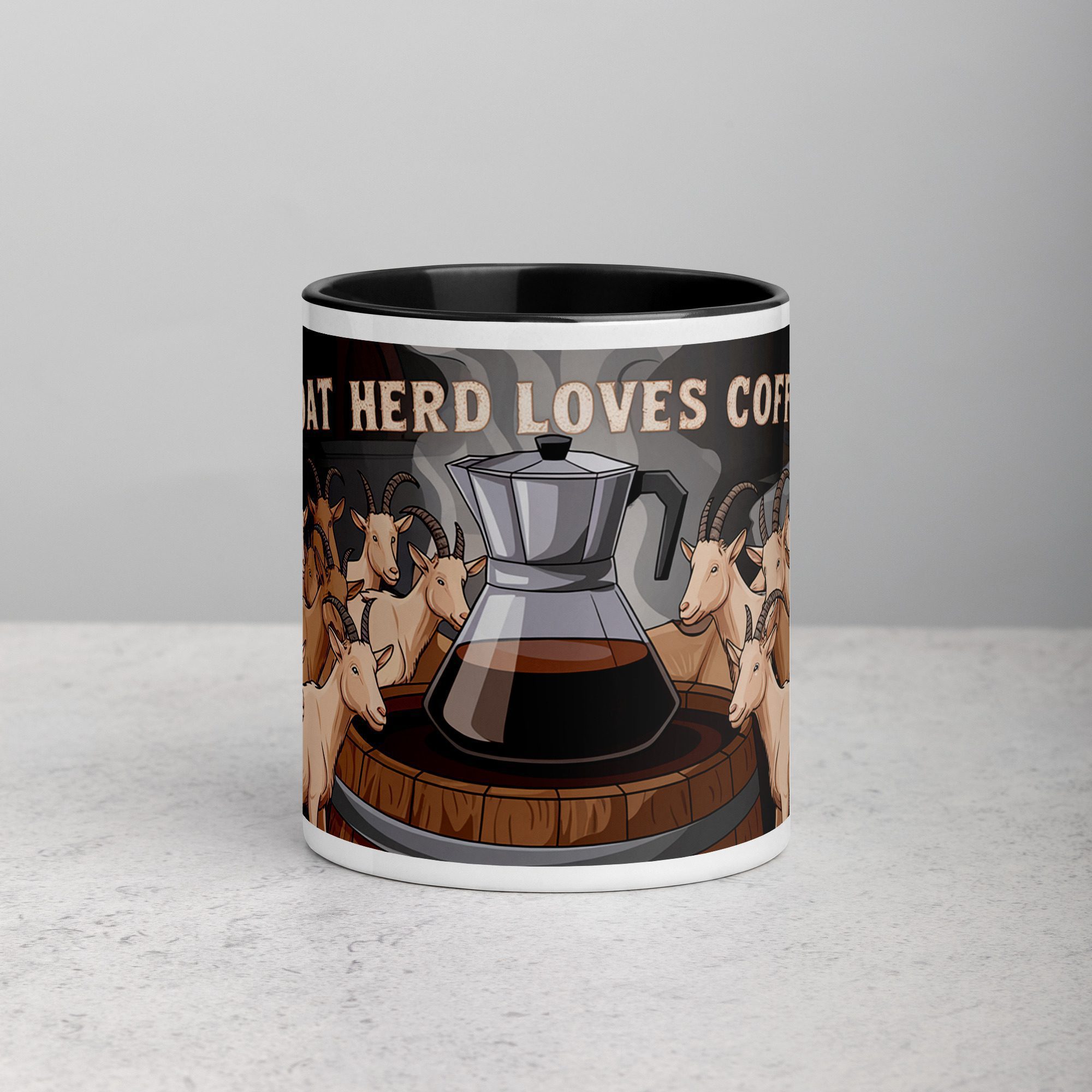 white-ceramic-mug-with-color-inside-black-11-oz-front-676afe224172b.jpg Goat Herd Loves Coffee Mug - Image 1