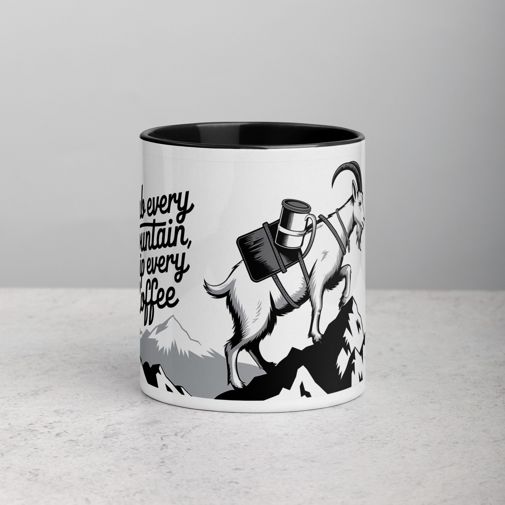white-ceramic-mug-with-color-inside-black-11-oz-front-676afe6d4e317.jpg Climb Every Mountain, Sip Every Coffee Mug - Image 1