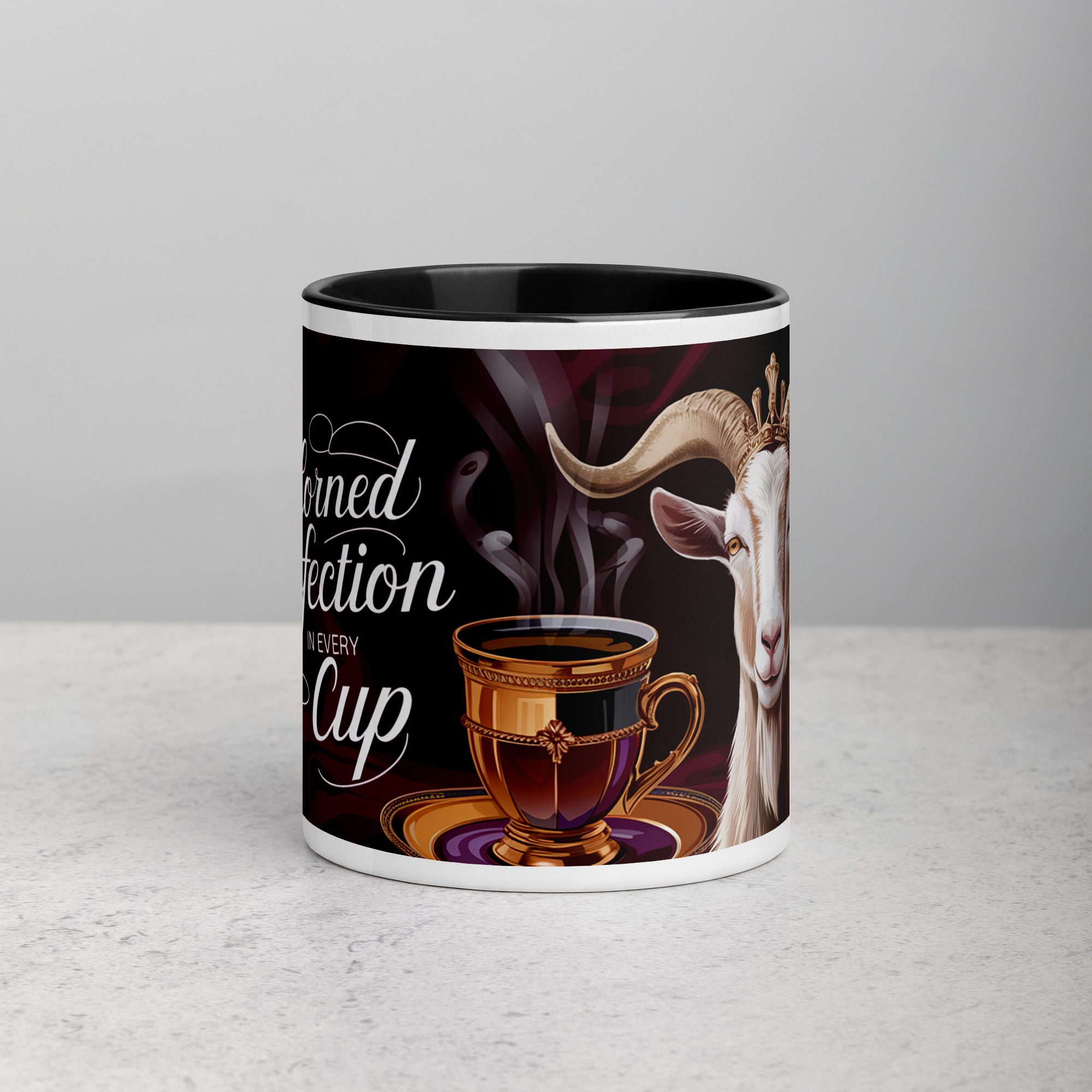 white-ceramic-mug-with-color-inside-black-11-oz-front-676afefa7f726.jpg Horned Perfection in Every Cup Coffee Mug - Image 1
