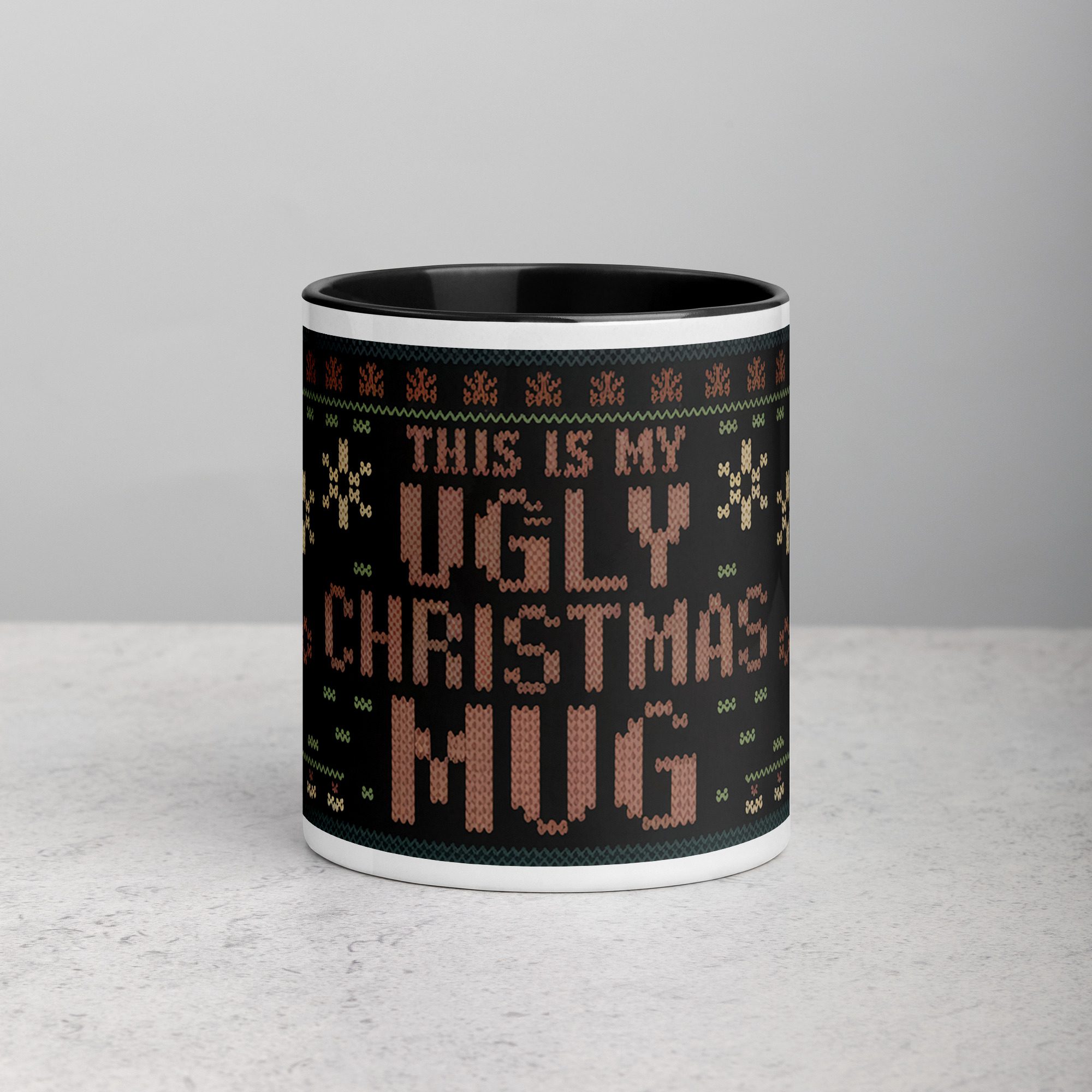 white-ceramic-mug-with-color-inside-black-11-oz-front-67702251046e0.jpg This is My Ugly Christmas Mug - Image 1