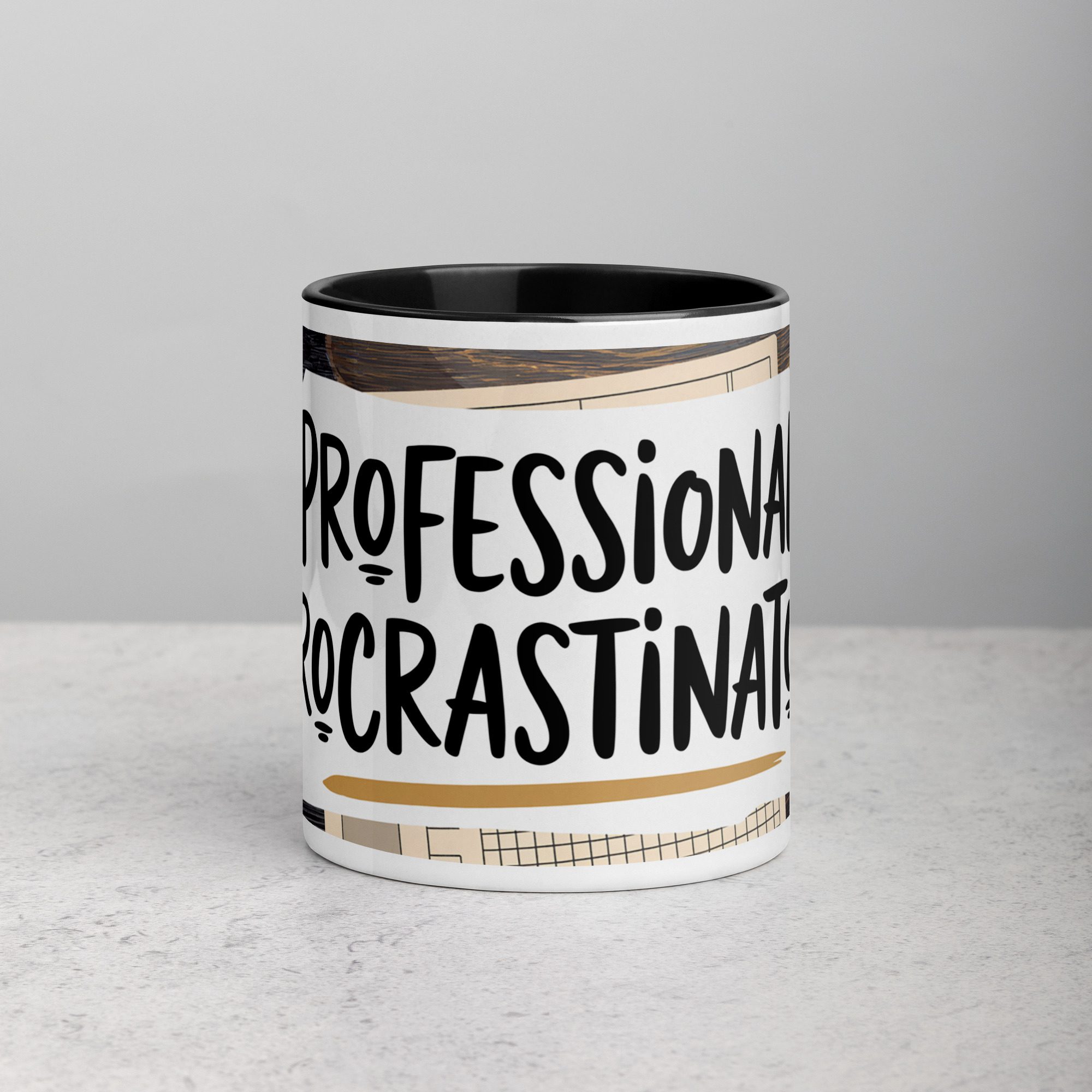 white-ceramic-mug-with-color-inside-black-11-oz-front-6770271f6d250.jpg Professional Procrastinator Colleague Coffee Mug - Image 1