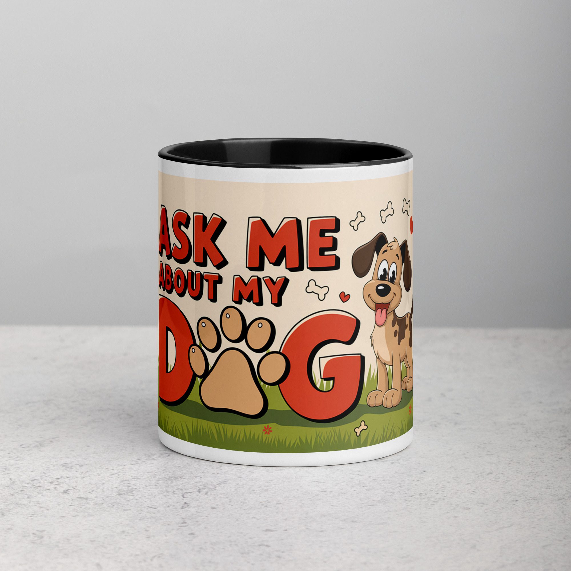 white-ceramic-mug-with-color-inside-black-11-oz-front-677049603a543.jpg Ask Me About My Dog Coffee Mug & Tea Cup - Image 1