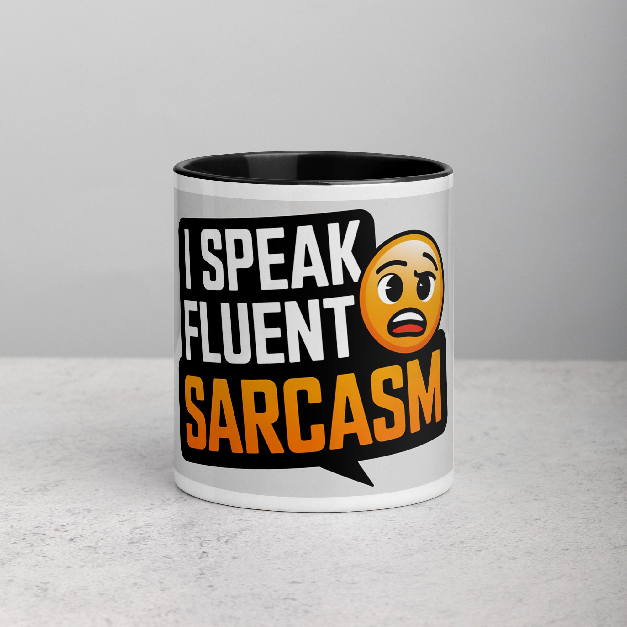 white-ceramic-mug-with-color-inside-black-11-oz-front-67717f5264a6c.jpg I Speak Fluent Sarcasm Friend Coffee Mug - Image 1