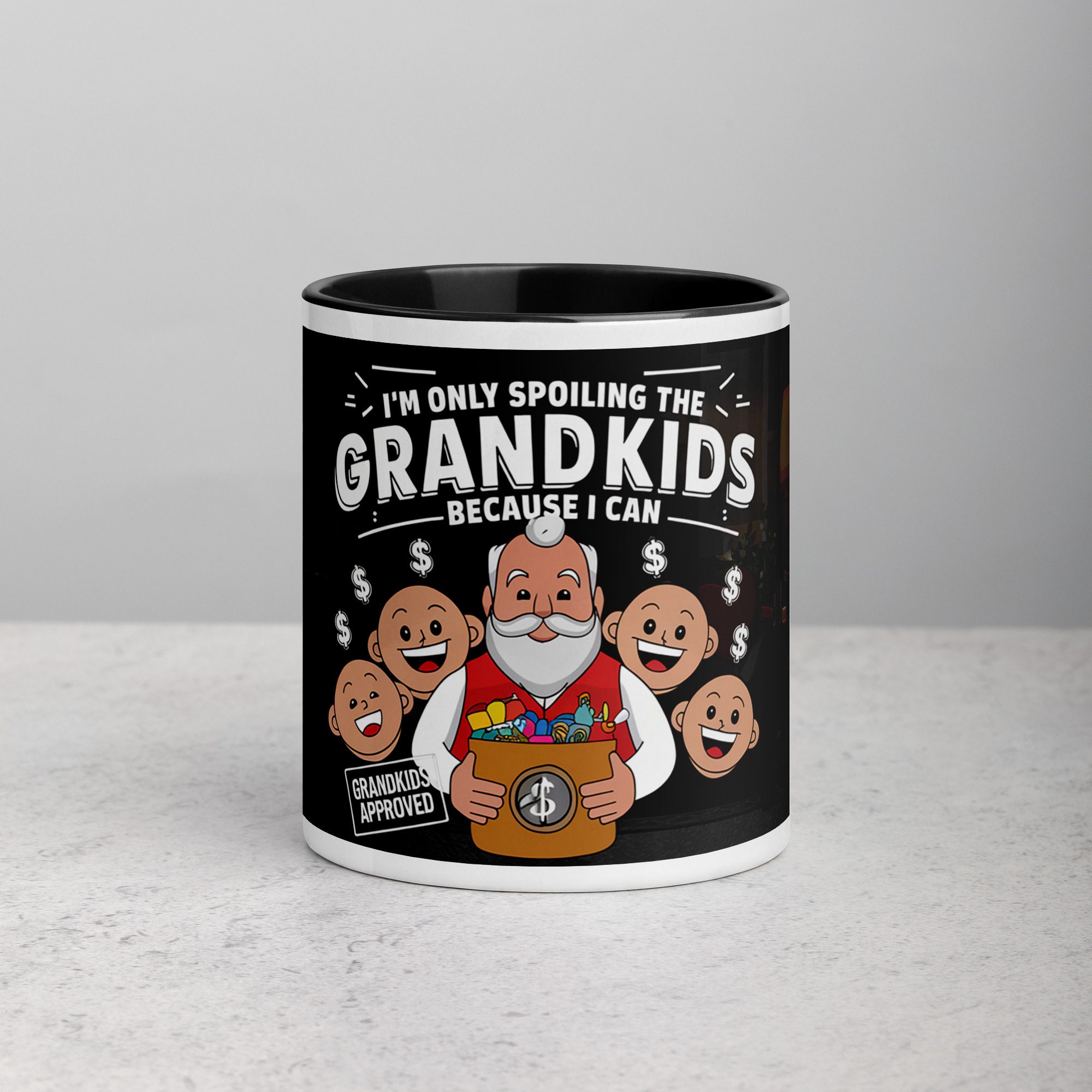 white-ceramic-mug-with-color-inside-black-11-oz-front-6771c4e05480e.jpg I’m Only Spoiling the Grandkids Because I Can Grandad Mug - Image 1