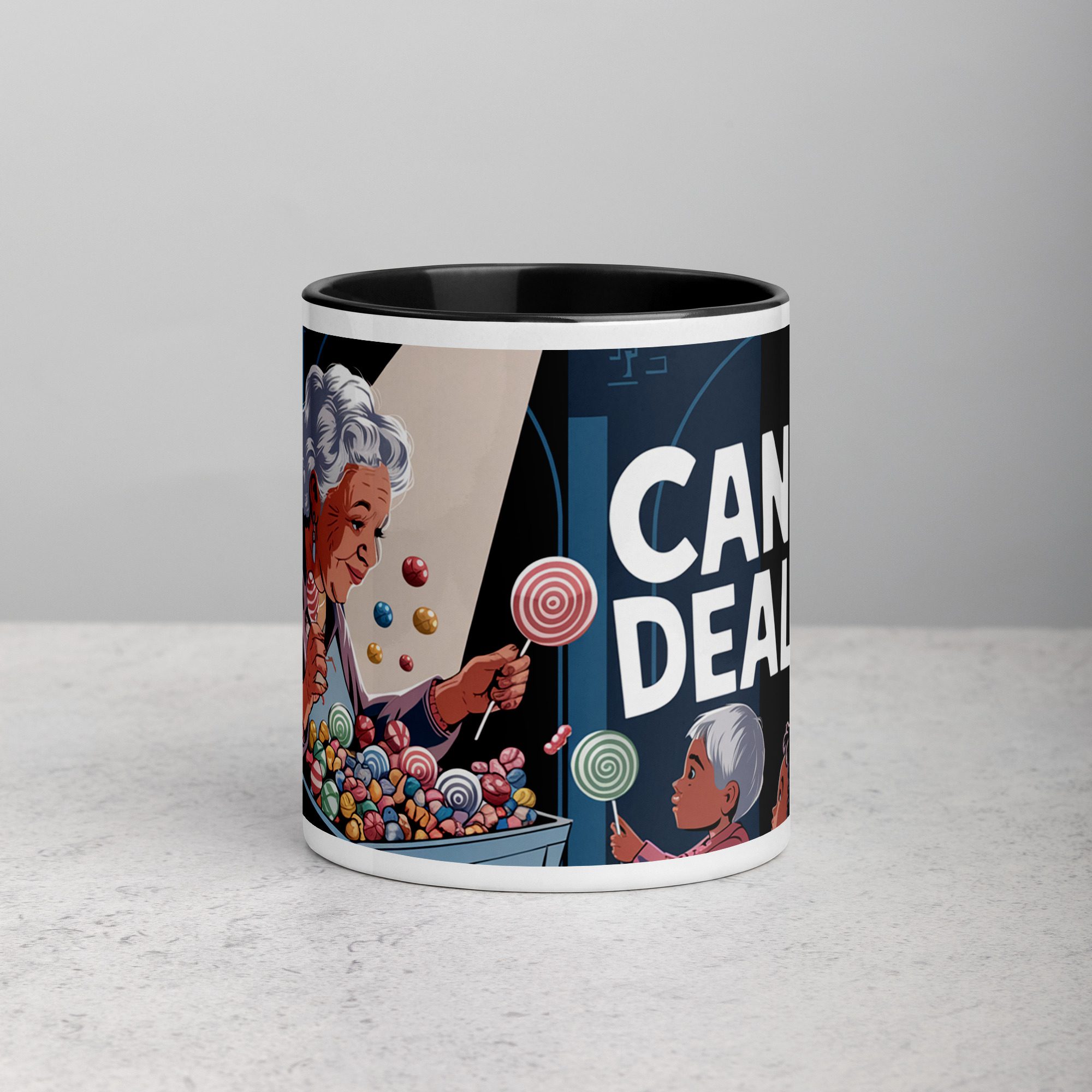 white-ceramic-mug-with-color-inside-black-11-oz-front-6771caecedb76.jpg Candy Dealer Grandma Coffee Mug & Tea Cup - Image 1