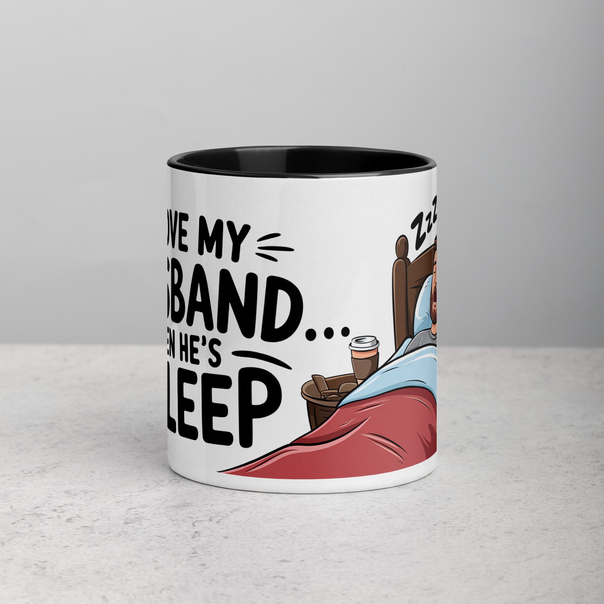 white-ceramic-mug-with-color-inside-black-11-oz-front-677300cd9defb.jpg I Love My Husband… When He’s Asleep Wife Coffee Mug - Image 1
