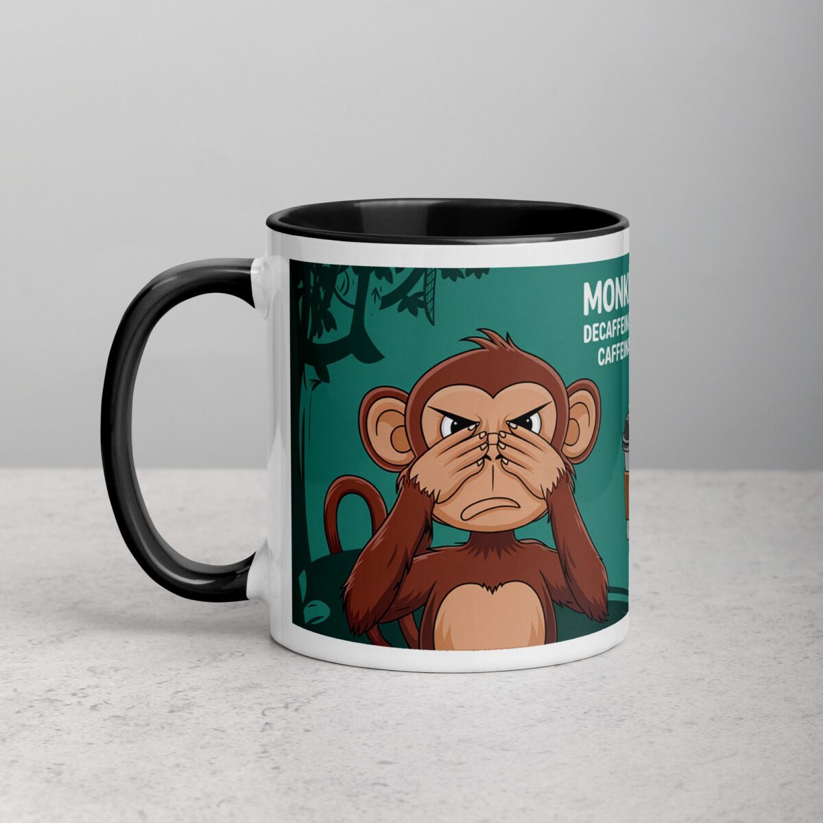 Monkey Mood: Decaffeinated = Grumpy, Caffeinated = Happy Mug - Image 2
