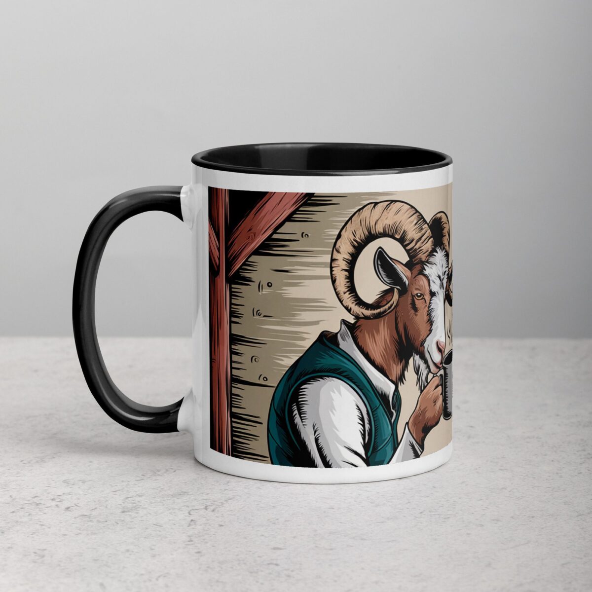 Horned and Caffeinated Goat Coffee Mug - Image 2