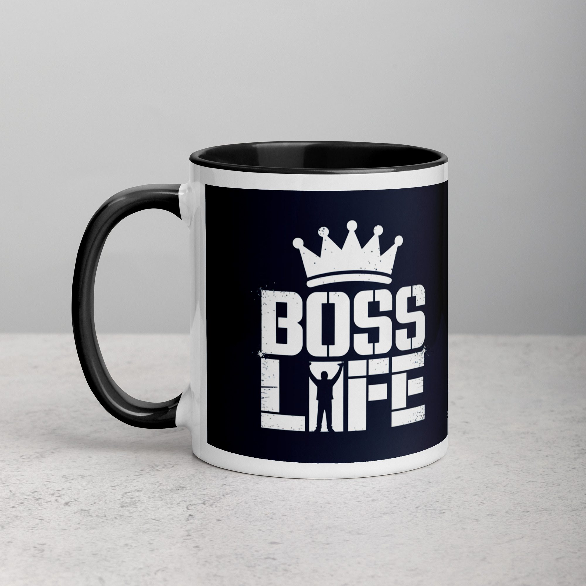 white-ceramic-mug-with-color-inside-black-11-oz-left-676ef400d33e7.jpg Boss Life Coffee Mug & Tea Cup - Image 1