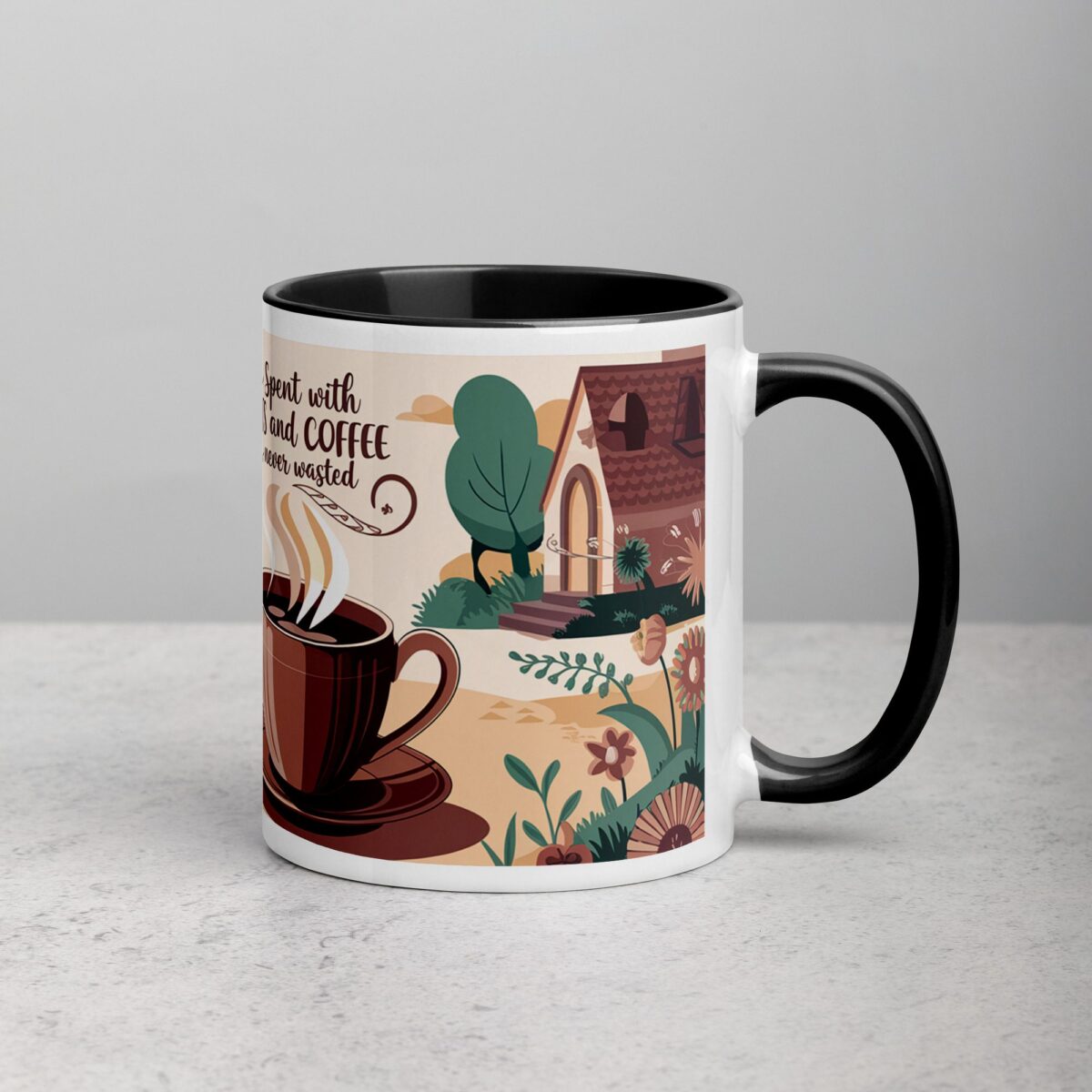 Time Spent with Cats and Coffee Is Never Wasted Mug - Image 3