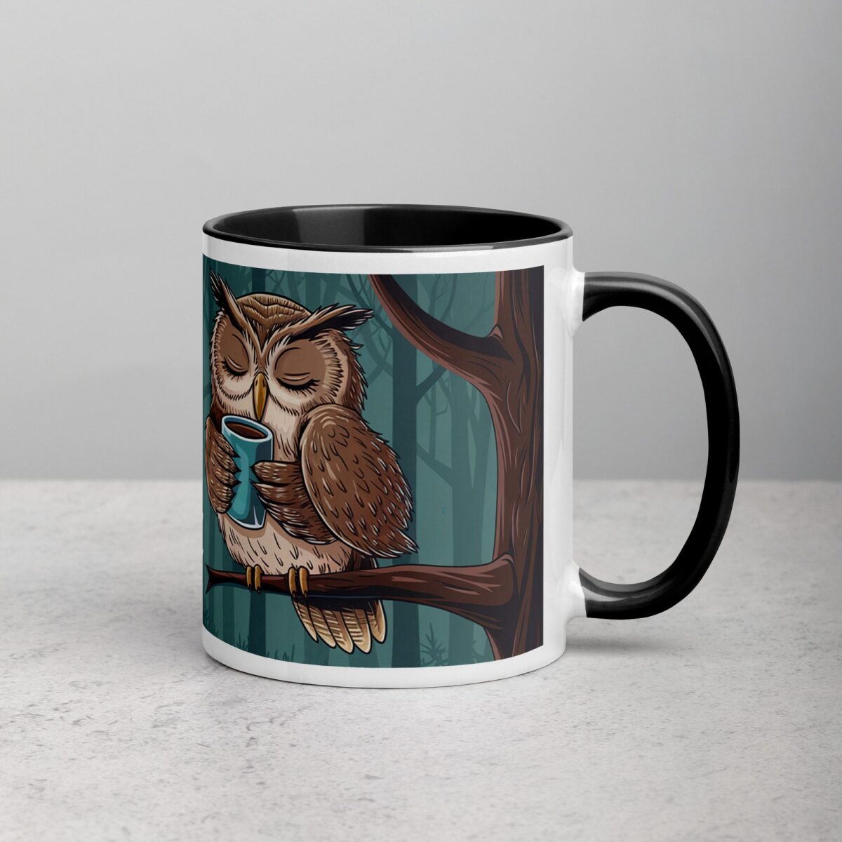 Feathers Fluffed, Coffee Cup Clutched Owl Mug - Image 3