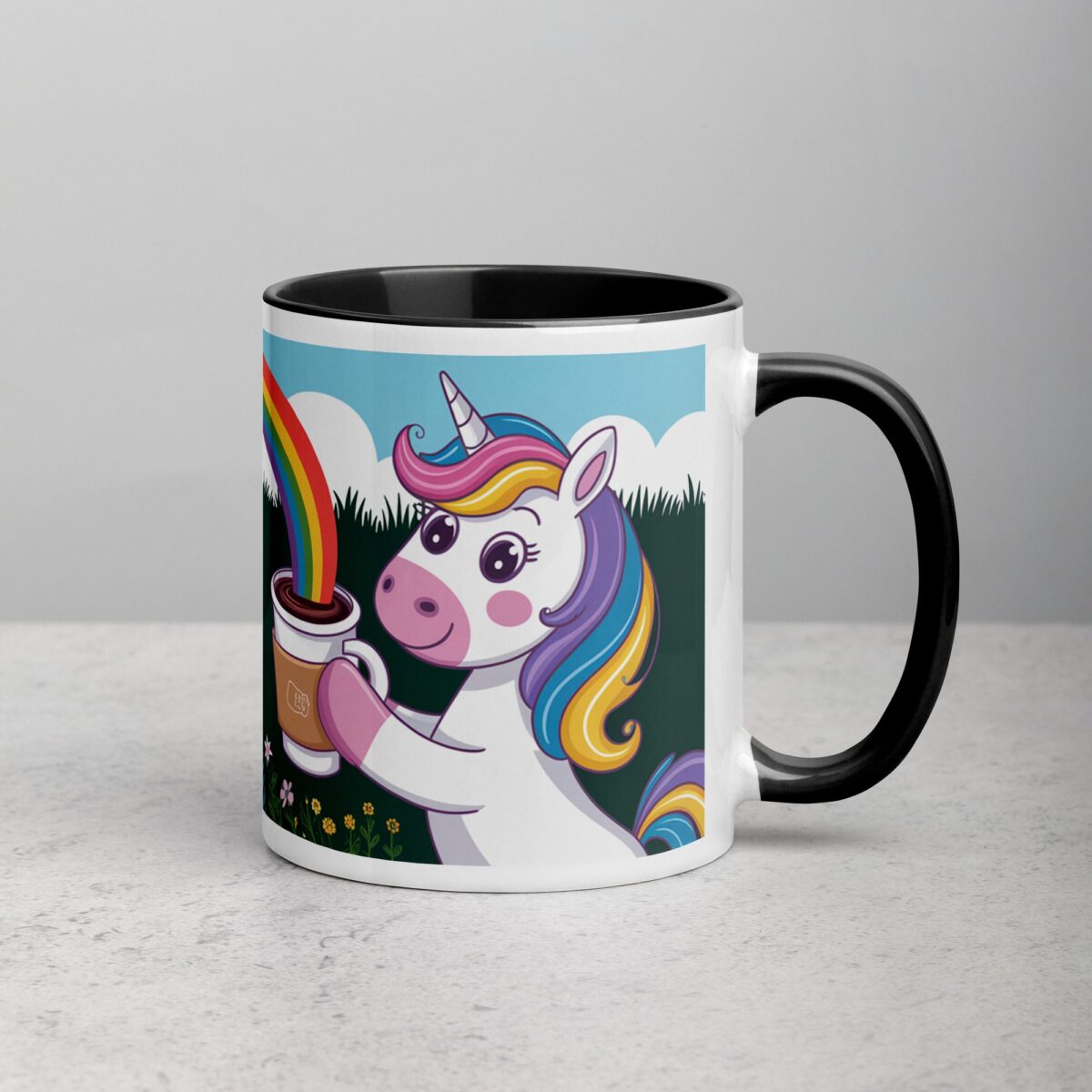 Powered by Rainbows and Caffeine Unicorn Mug - Image 3