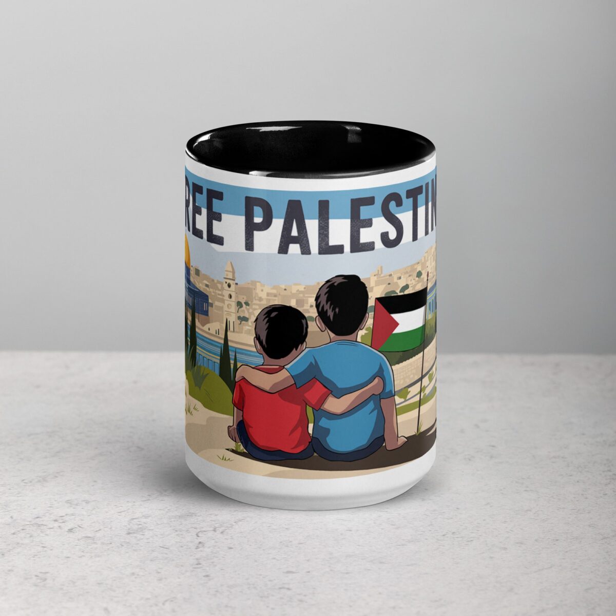 Free Palestine Siblings Hug Mug - Image 4