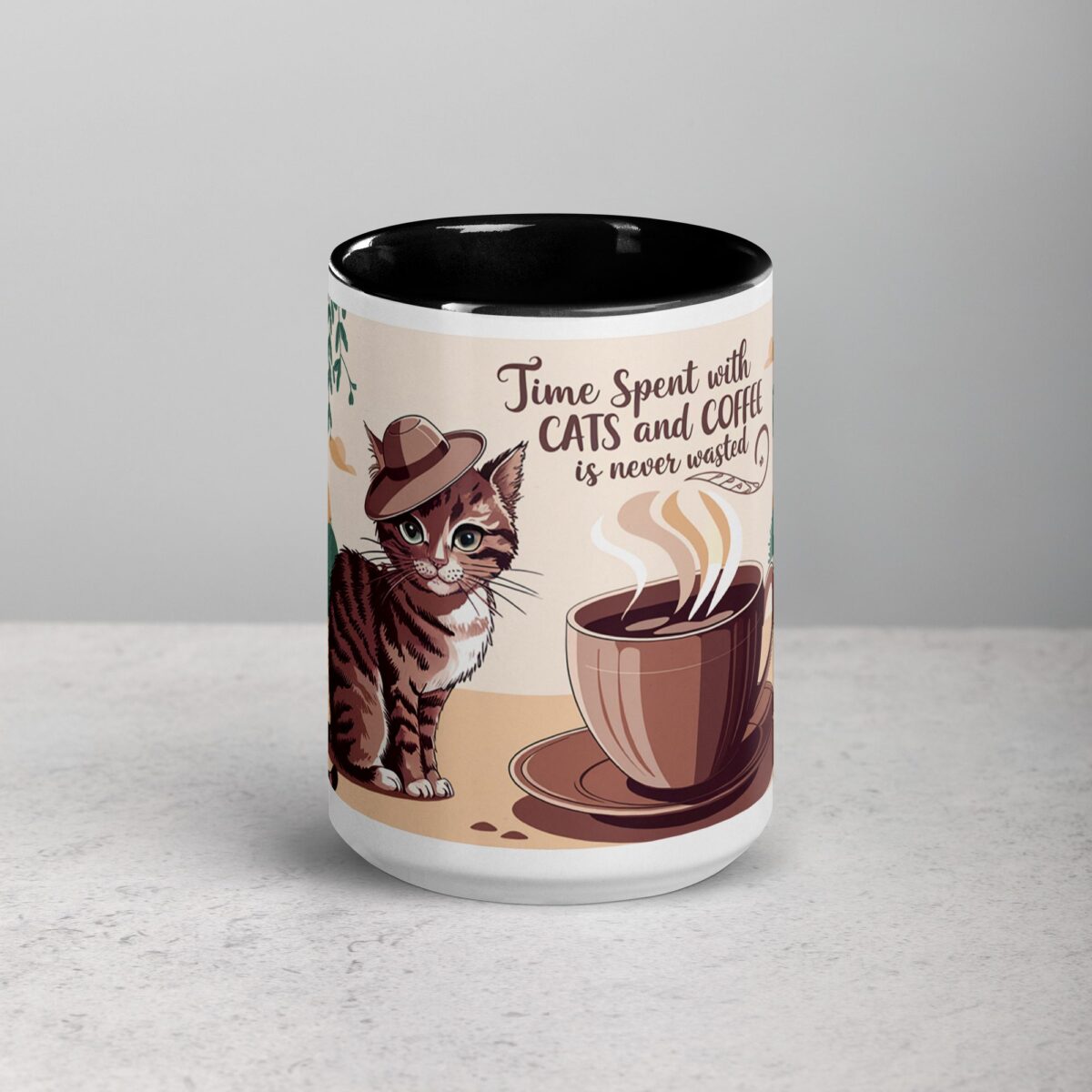 Time Spent with Cats and Coffee Is Never Wasted Mug - Image 4