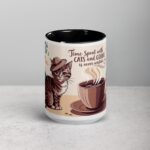 Time Spent with Cats and Coffee Is Never Wasted Mug - Image 4