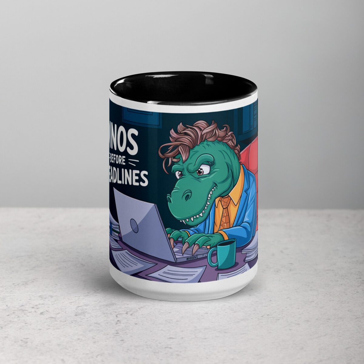 Dinos Before Deadlines Coffee Mug - Image 4