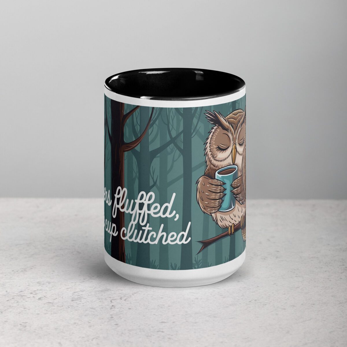 Feathers Fluffed, Coffee Cup Clutched Owl Mug - Image 4
