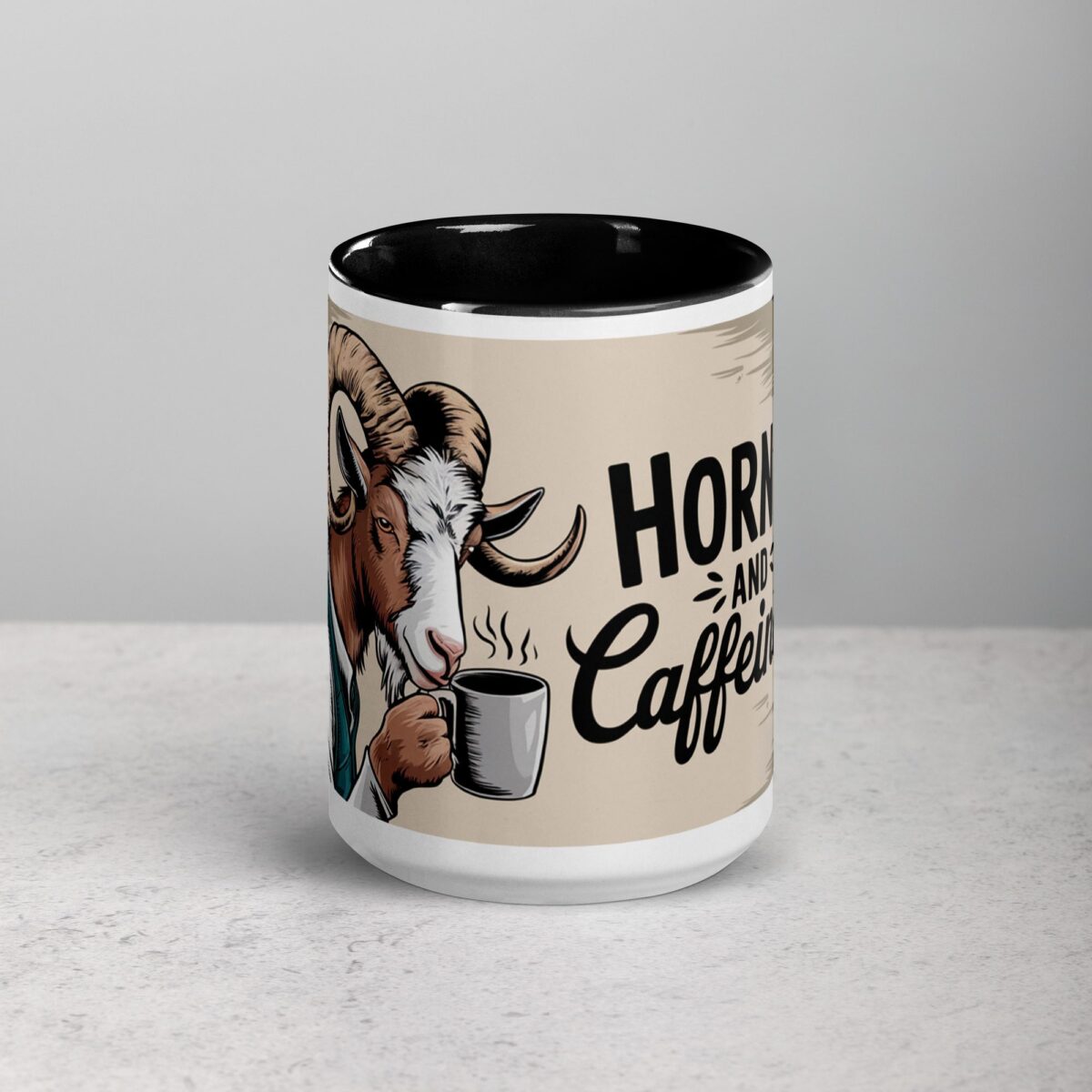 Horned and Caffeinated Goat Coffee Mug - Image 4