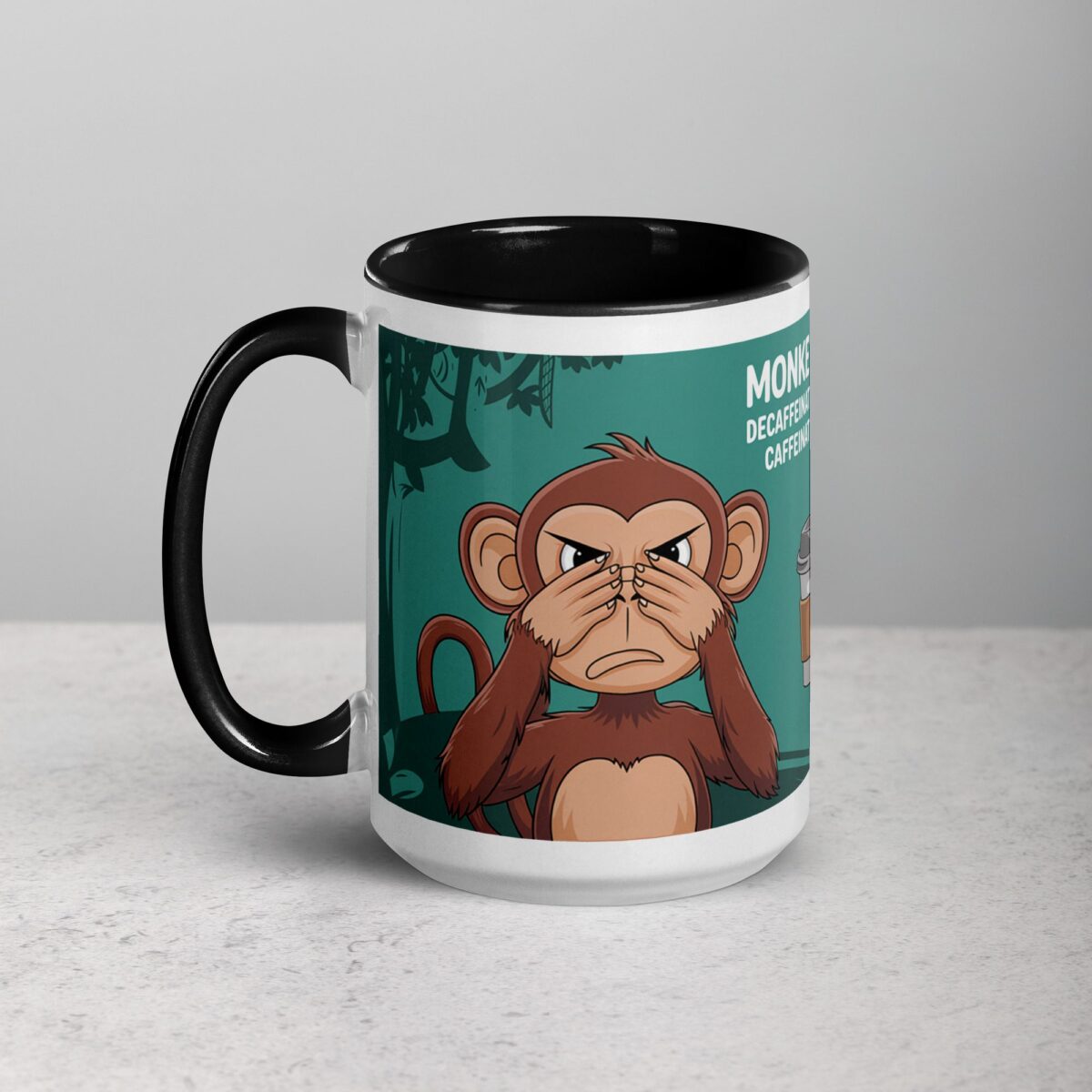 Monkey Mood: Decaffeinated = Grumpy, Caffeinated = Happy Mug - Image 5
