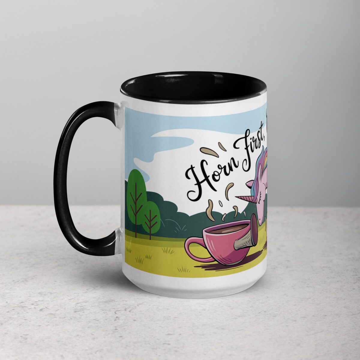 Horn First, Coffee Second Unicorn Mug - Image 5