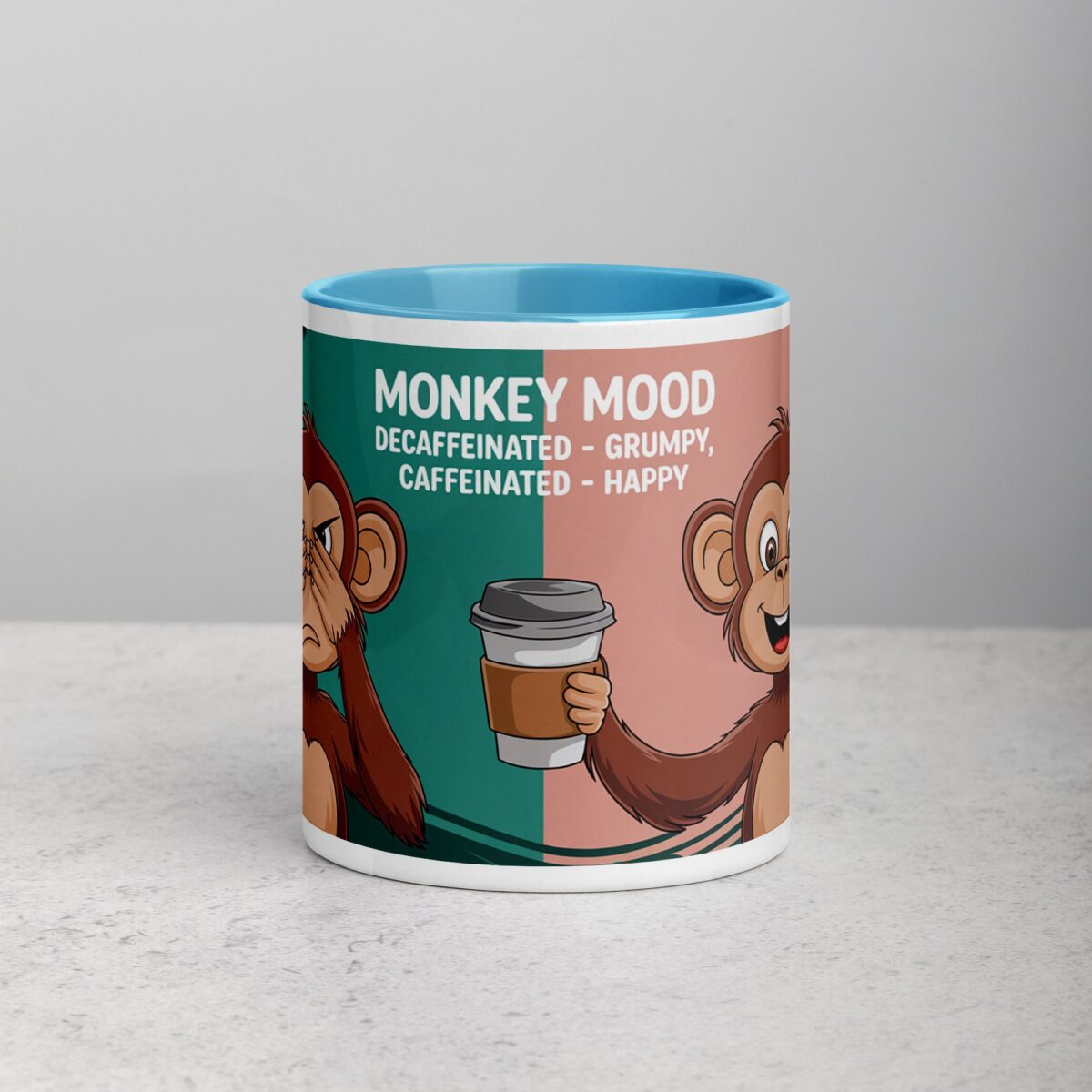 Monkey Mood: Decaffeinated = Grumpy, Caffeinated = Happy Mug - Image 13