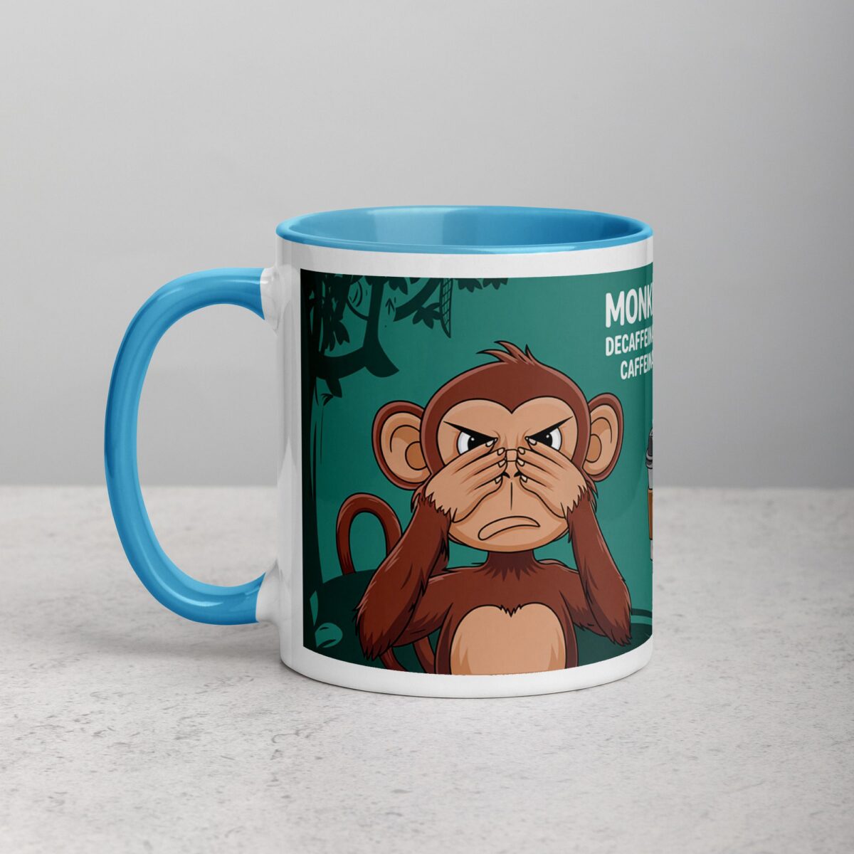 Monkey Mood: Decaffeinated = Grumpy, Caffeinated = Happy Mug - Image 14