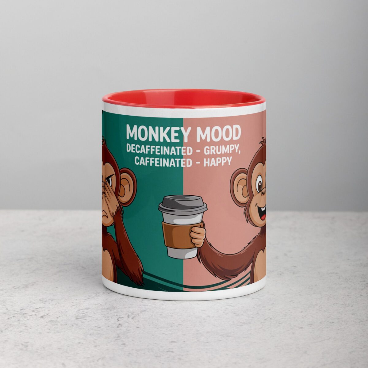 Monkey Mood: Decaffeinated = Grumpy, Caffeinated = Happy Mug - Image 7