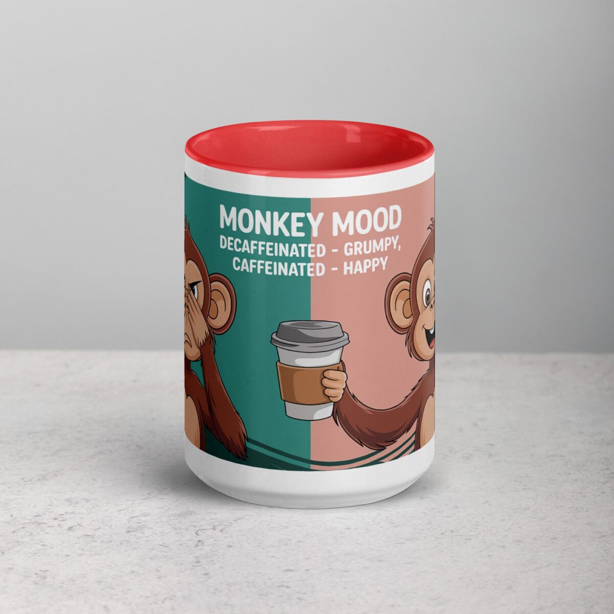 Monkey Mood: Decaffeinated = Grumpy, Caffeinated = Happy Mug - Image 10