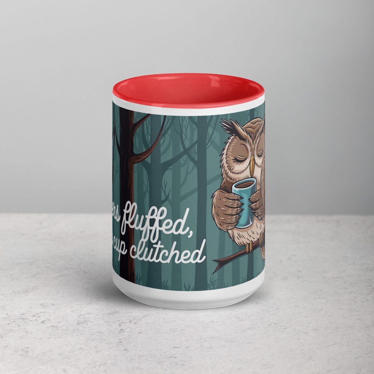 Feathers Fluffed, Coffee Cup Clutched Owl Mug - Image 10