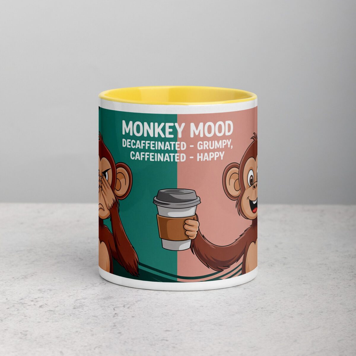 Monkey Mood: Decaffeinated = Grumpy, Caffeinated = Happy Mug - Image 19
