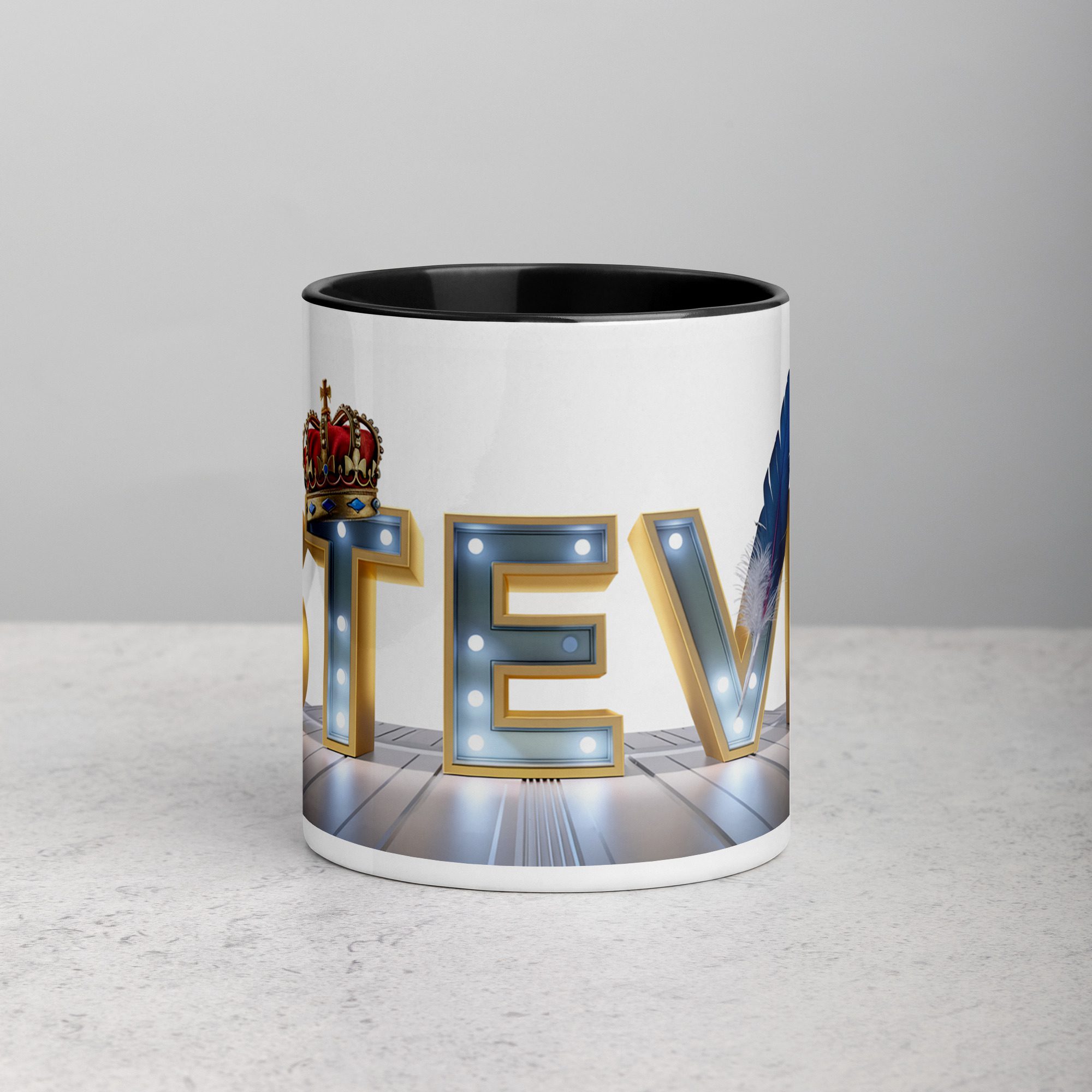 white-ceramic-mug-with-color-inside-black-11-oz-front-6775728e4a241.jpg Steve - Name Coffee Mug & Tea Cup - Image 1