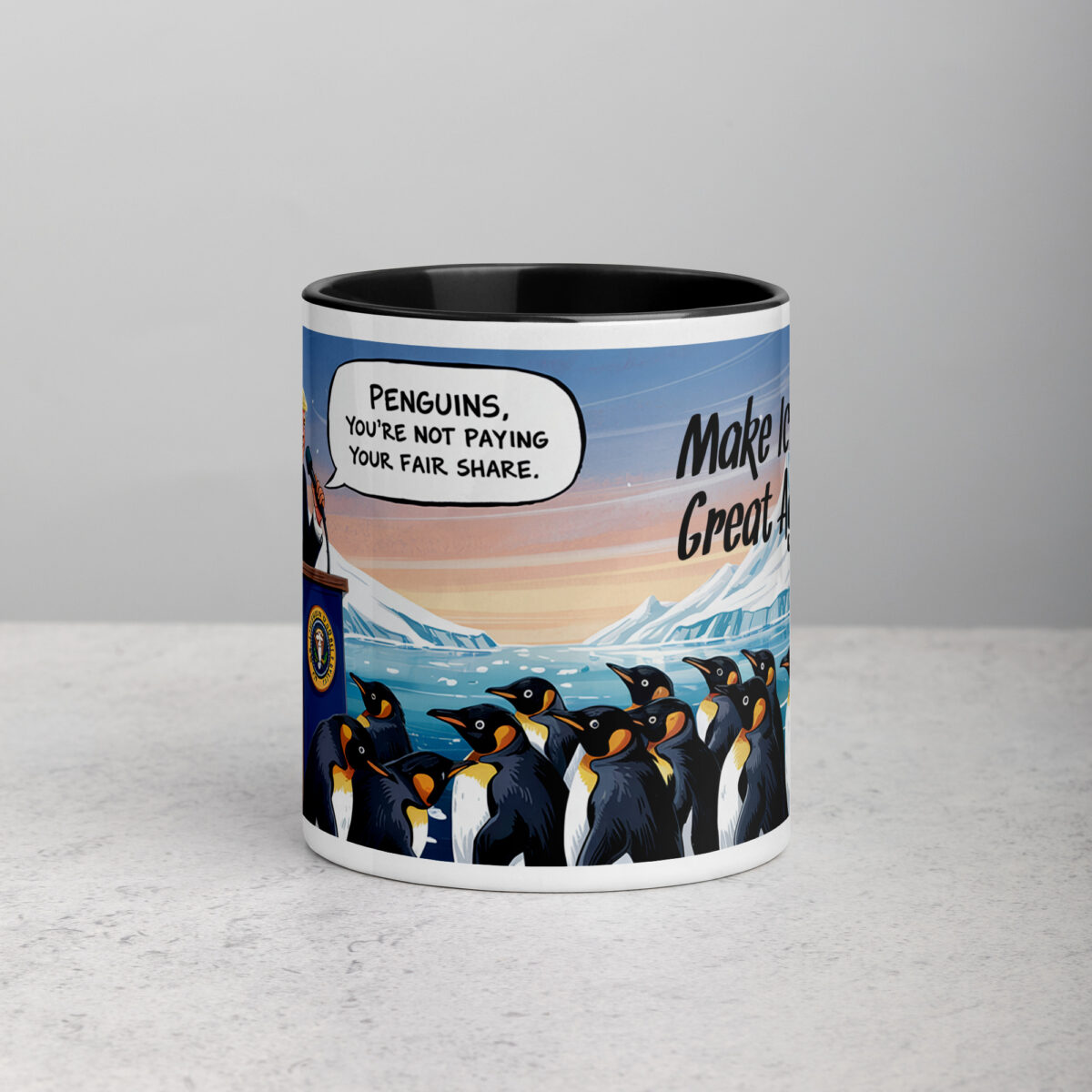 Make Icebergs Great Again Trump Penguin Tariff Coffee Mug - Image 2