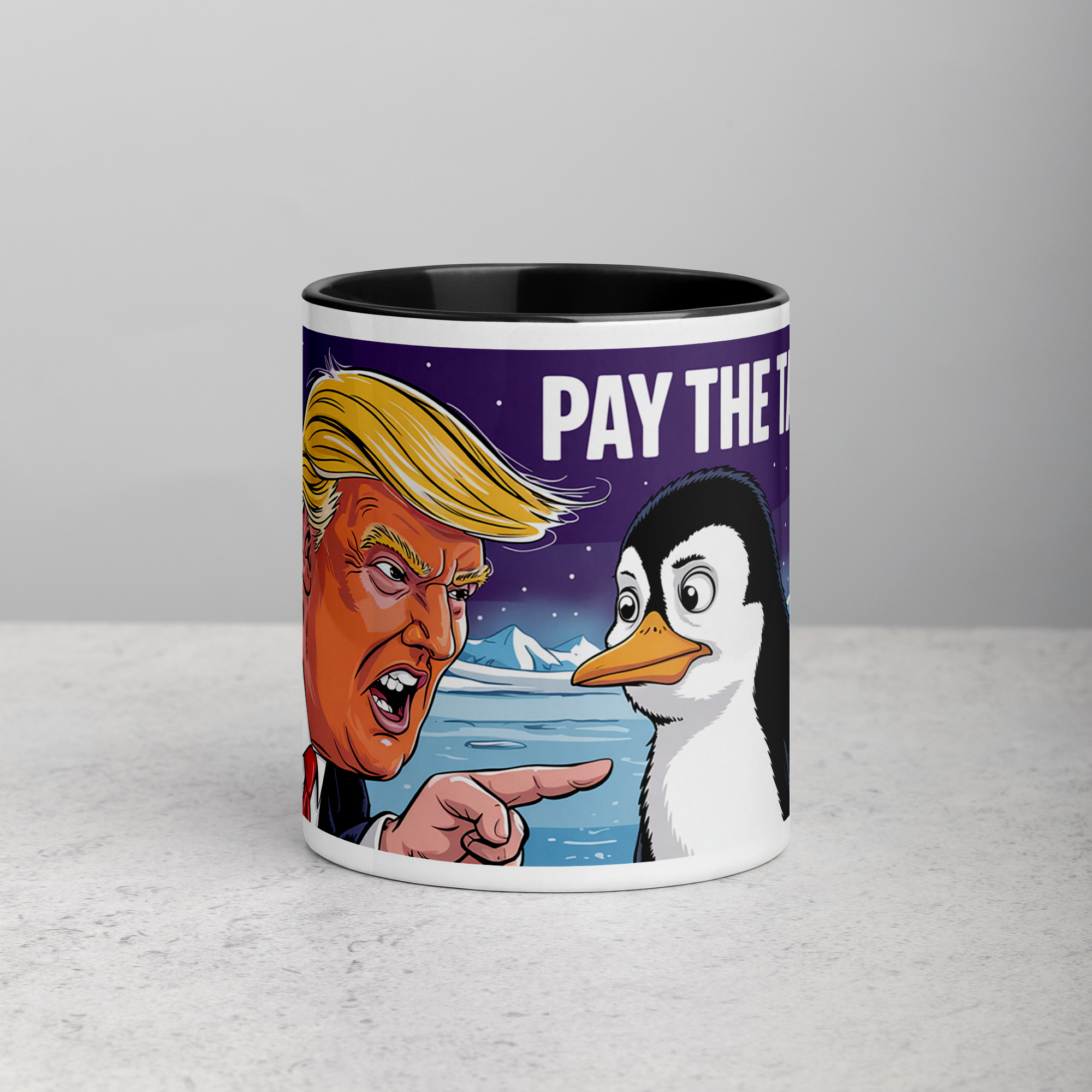 white-ceramic-mug-with-color-inside-black-11-oz-front-67f007d3a640c.jpg Donald Trump Pay The Tariffs Penguin Coffee Mug - Image 1